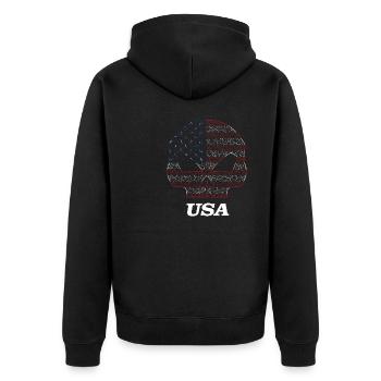 Skull Flag USA - Unisex Premium Bio Zip Hoodie - Schwarz - Hinten - Nico (187cm)