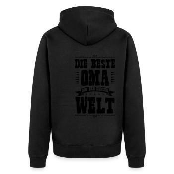 Beste Oma der Welt - Unisex Premium Bio Zip Hoodie - Schwarz - Hinten - Nico (187cm)