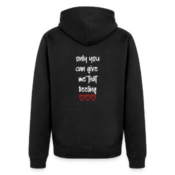 love love Saint-Valentin en amour Dicton anglais - Veste à capuche bio Premium Unisexe - noir - Dos - Nico (187cm)