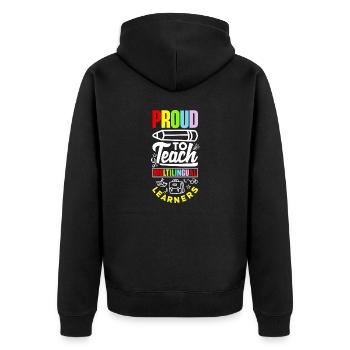 ESL Teacher Linguist Proud To Teach Multilingual - Unisex Premium Organic Zip Hoodie - black - Back - Nico (187cm)