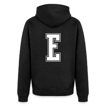 Buchstabe E Initiale Sport Cheerleading Monogram - Unisex Premium Bio Zip Hoodie - Schwarz - Hinten - Nico (187cm)