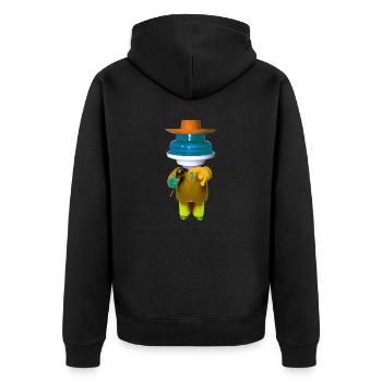 70' Disco Mann - Unisex Premium Bio Zip Hoodie - Schwarz - Hinten - Nico (187cm)