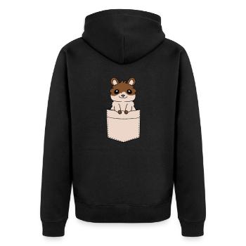 Shirt pocket hamster on the go Design - Unisex Premium Organic Zip Hoodie - black - Back - Nico (187cm)