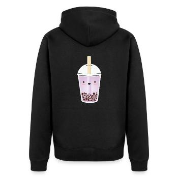 Purple Taro Bubble Tea Kawaii - Unisex Premium Organic Zip Hoodie - black - Back - Nico (187cm)