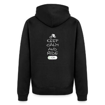 Biken, Fahrrad, Spruch, Mtb - Unisex Premium Bio Zip Hoodie - Schwarz - Hinten - Nico (187cm)