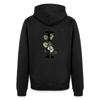 Letter I Green Botany - Unisex Premium Organic Zip Hoodie - black - Back - Nico (187cm)