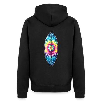 Tie Dye Surf Urlaub 2024 Hawaii - Unisex Premium Bio Zip Hoodie - Schwarz - Hinten - Nico (187cm)