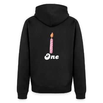 Kerze zum 1. Jahrestag - Unisex Premium Bio Zip Hoodie - Schwarz - Hinten - Nico (187cm)