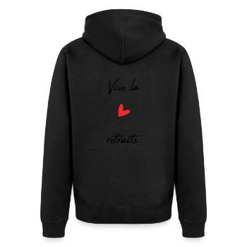 RETRAITE. RETRAITE. RETRAITEE. RETRAITE - Veste à capuche bio Premium Unisexe - noir - Dos - Nico (187cm)
