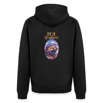 Der Wächter des Berges Fuji - Unisex Premium Bio Zip Hoodie - Schwarz - Hinten - Nico (187cm)