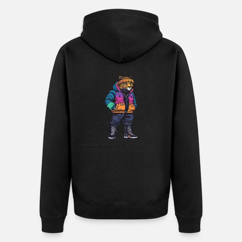 Léopard Mode Hiver - Veste à capuche bio Premium Unisexe - noir