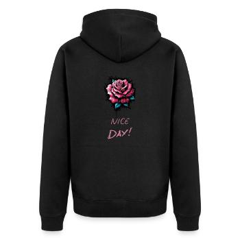Rose NICE DAY - Valentine's Day - Unisex Premium Organic Zip Hoodie - black - Back - Nico (187cm)