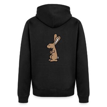 Hase Kaninchen Häschen Cartoon Kleintier niedlich - Unisex Premium Bio Zip Hoodie - Schwarz - Hinten - Nico (187cm)