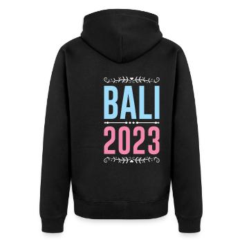 Bali 2023 - Unisex Premium Bio Zip Hoodie - Schwarz - Hinten - Nico (187cm)