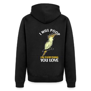 Cockatoo - Unisex Premium Organic Zip Hoodie - black - Back - Nico (187cm)