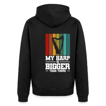 Harfenist - Unisex Premium Bio Zip Hoodie - Schwarz - Hinten - Nico (187cm)