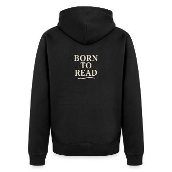 Born to Read Vintage Typography - Unisex Premium Organic Zip Hoodie - black - Back - Nico (187cm)