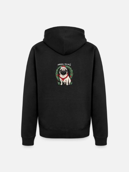 Merry Pugging Christmas Dog Santa Pug Xmas Merry - Premium økologisk unisex-hættejakke - sort