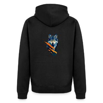wolf - Unisex Premium Organic Zip Hoodie - black - Back - Nico (187cm)