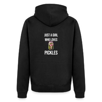 Just A Girl Who Loves Pickles - Pickle Lover - Unisex Premium Bio Zip Hoodie - Schwarz - Hinten - Nico (187cm)