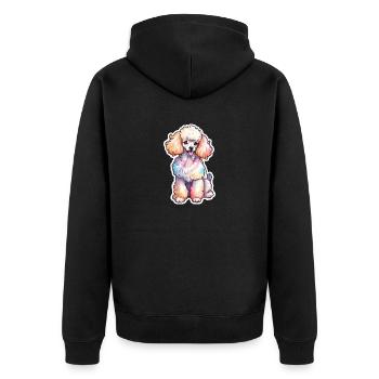 Pudel Wasserfarben - Unisex Premium Bio Zip Hoodie - Schwarz - Hinten - Nico (187cm)