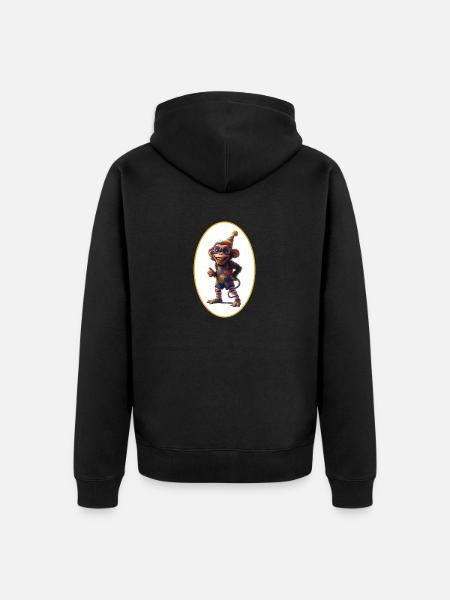 Schimpanse lacht - Unisex Premium Bio Zip Hoodie - Schwarz