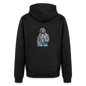 Cool Lady - Unisex Premium Organic Zip Hoodie - black - Back - Nico (187cm)