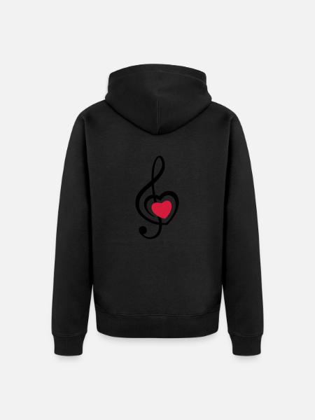Note Heart Music - Unisex Premium Organic Zip Hoodie - black