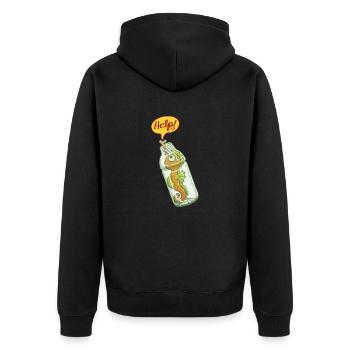 Seahorse trapped in plastic bottle asking for help - Unisex Premium Organic Zip Hoodie - black - Back - Nico (187cm)