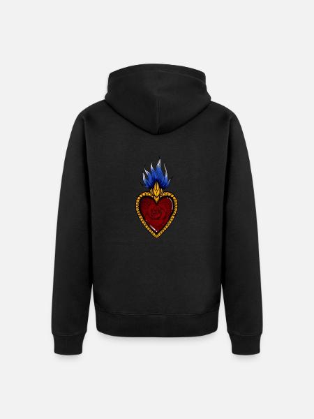 Sacred Heart Flames Tattoo style by INKPALI - Unisex Premium Organic Zip Hoodie - black
