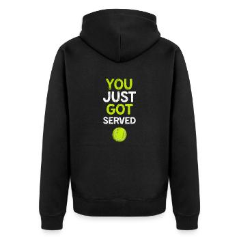 You Just Got Served Tennis Funny Tennis Gift - Unisex Premium Bio Zip Hoodie - Schwarz - Hinten - Nico (187cm)