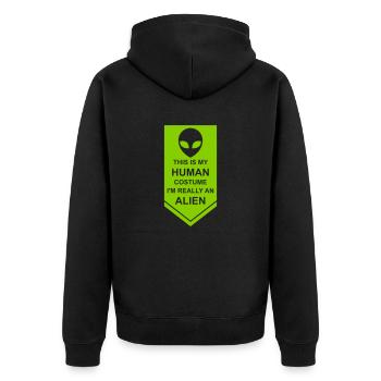 Citation extraterrestre de costume humain - Veste à capuche bio Premium Unisexe - noir - Dos - Nico (187cm)