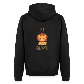Be Brave kleiner Löwe - Unisex Premium Bio Zip Hoodie - Schwarz - Hinten - Nico (187cm)