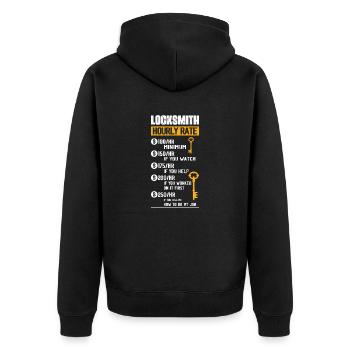 Locksmith Hourly Rate Lockpicker Pick Locks - Unisex Premium Bio Zip Hoodie - Schwarz - Hinten - Nico (187cm)