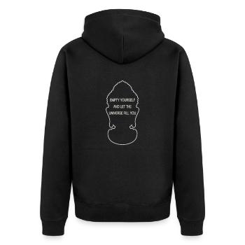 EMPTY YOURSELF - Unisex Premium Bio Zip Hoodie - Schwarz - Hinten - Nico (187cm)