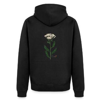 Schafgarbe - Unisex Premium Bio Zip Hoodie - Schwarz - Hinten - Nico (187cm)