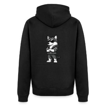 Husky Hund Cool - Unisex Premium Bio Zip Hoodie - Schwarz - Hinten - Nico (187cm)