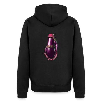Jane goes vegan - Unisex Premium Organic Zip Hoodie - black - Back - Nico (187cm)