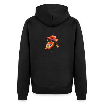 COQUELICOTS ROUGES AQUARELLE, T-SHIRT FLEURS SAUVAGES, COQUELICOT - Veste à capuche bio Premium Unisexe - noir - Dos - Nico (187cm)