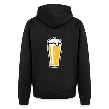 Bierglas (Bier / Willibecher / 3C) - Unisex Premium Bio Zip Hoodie - Schwarz - Hinten - Nico (187cm)