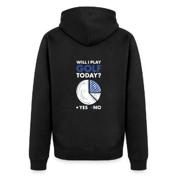 Sport Will I Play Golf - Unisex Premium Bio Zip Hoodie - Schwarz - Hinten - Nico (187cm)