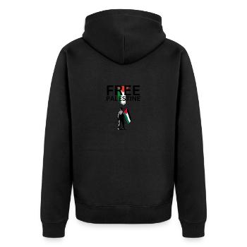 Free Palestine - Unisex Premium Bio Zip Hoodie - Schwarz - Hinten - Nico (187cm)