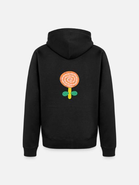 Small Red Flower - Unisex Premium Organic Zip Hoodie - black