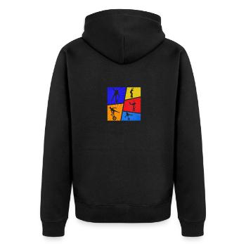 Vintage Einrad - Unisex Premium Bio Zip Hoodie - Schwarz - Hinten - Nico (187cm)