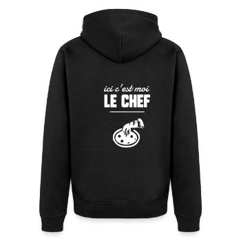 Ici c’est moi le chef - Veste à capuche bio Premium Unisexe - noir - Dos - Nico (187cm)