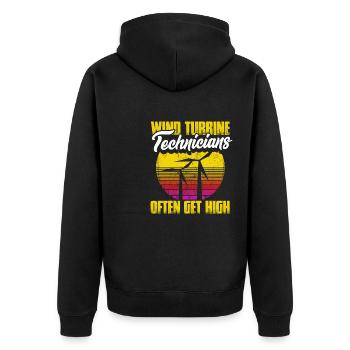 Ecological Power Maintenance Retro Wind Turbine - Unisex Premium Bio Zip Hoodie - Schwarz - Hinten - Nico (187cm)
