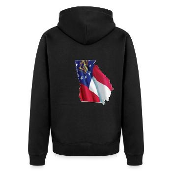 Géorgie (États-Unis) | Drapeau réel | Carte du drapeau - Veste à capuche bio Premium Unisexe - noir - Dos - Nico (187cm)