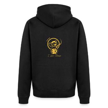 I Love Cheese - Unisex Premium Bio Zip Hoodie - Schwarz - Hinten - Nico (187cm)