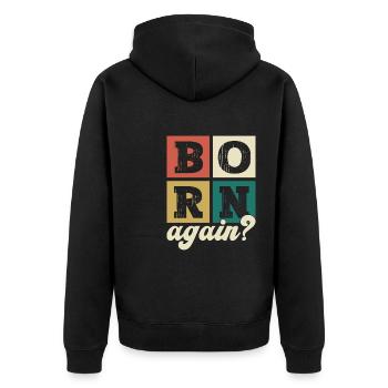 Jesus Christus Christliches Geschenk Wiedergeboren - Unisex Premium Bio Zip Hoodie - Schwarz - Hinten - Nico (187cm)