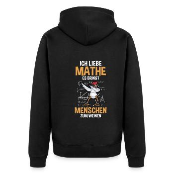 Mathematik Mathe Huhn - Unisex Premium Bio Zip Hoodie - Schwarz - Hinten - Nico (187cm)